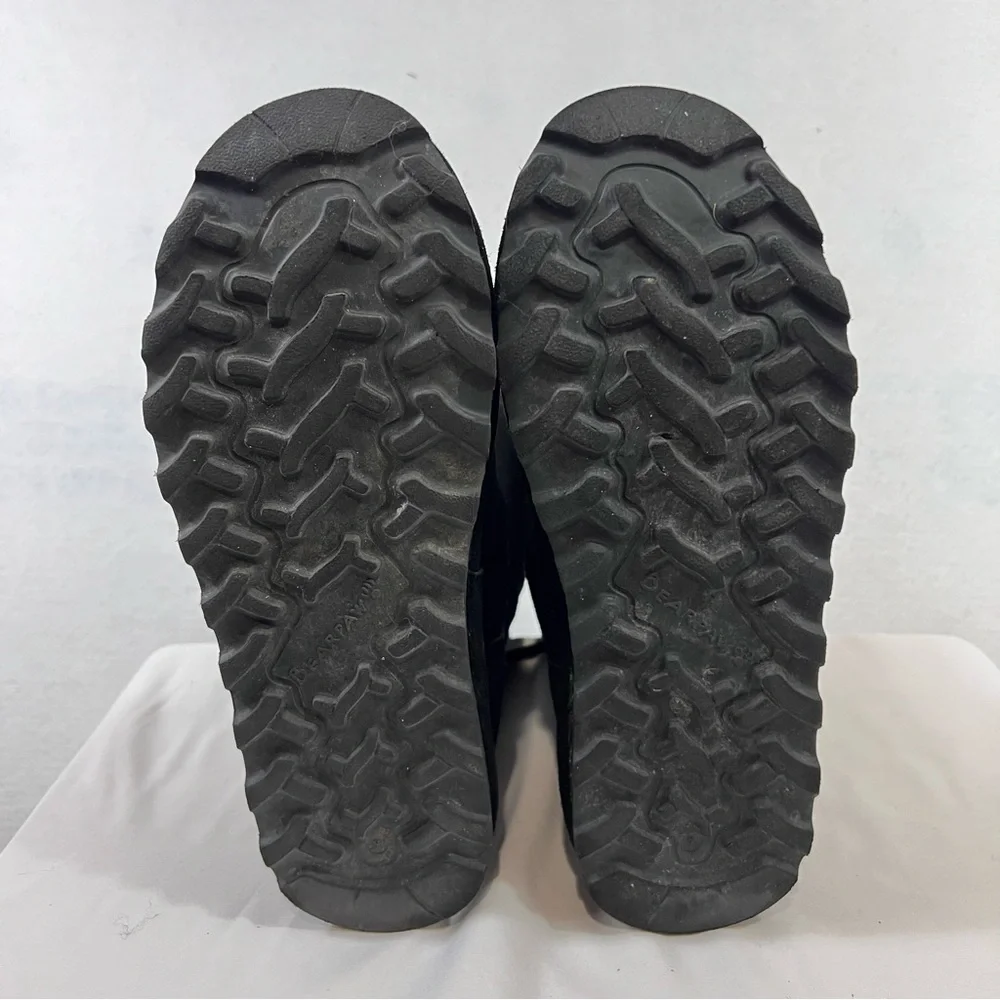 Bearpaw Boots Womens 9 Black Mid Calf Suede Faux Fur Trim Pull On Lace Up - Picture 8 of 10